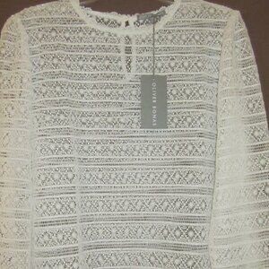 Oliver Bonas White Lace Top size 14~Fancy Lace Top Size 14